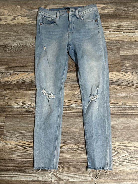 Express Denim - Express Light Blue Distressed Skinny Jeans for Women